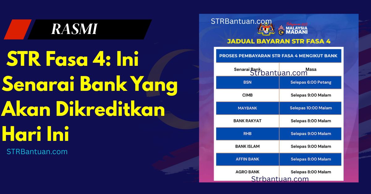 STR Fasa 4: Ini Senarai Bank Yang Akan Dikreditkan Hari Ini