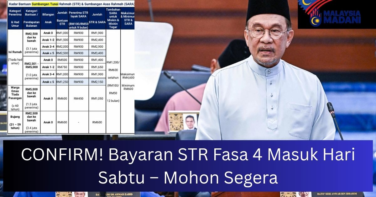 CONFIRM! Bayaran STR Fasa 4 Masuk Hari Sabtu – Mohon Segera