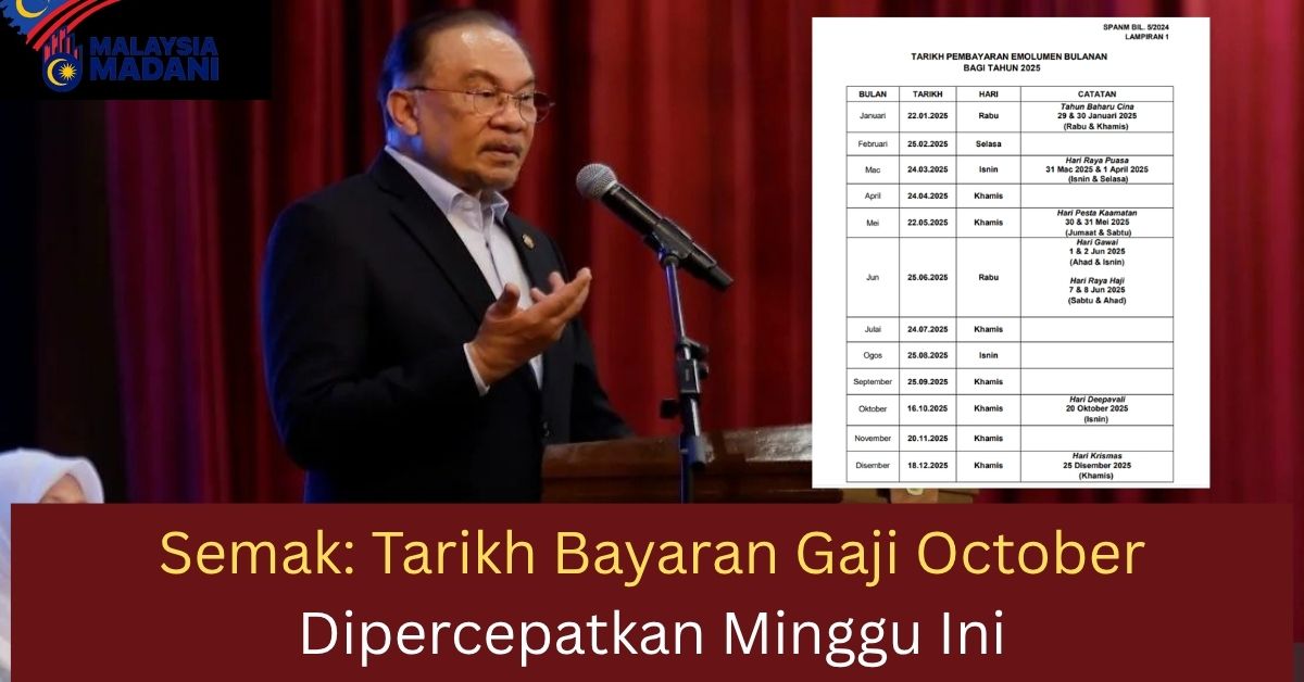 Semak: Tarikh Bayaran Gaji October Dipercepatkan Minggu Ini