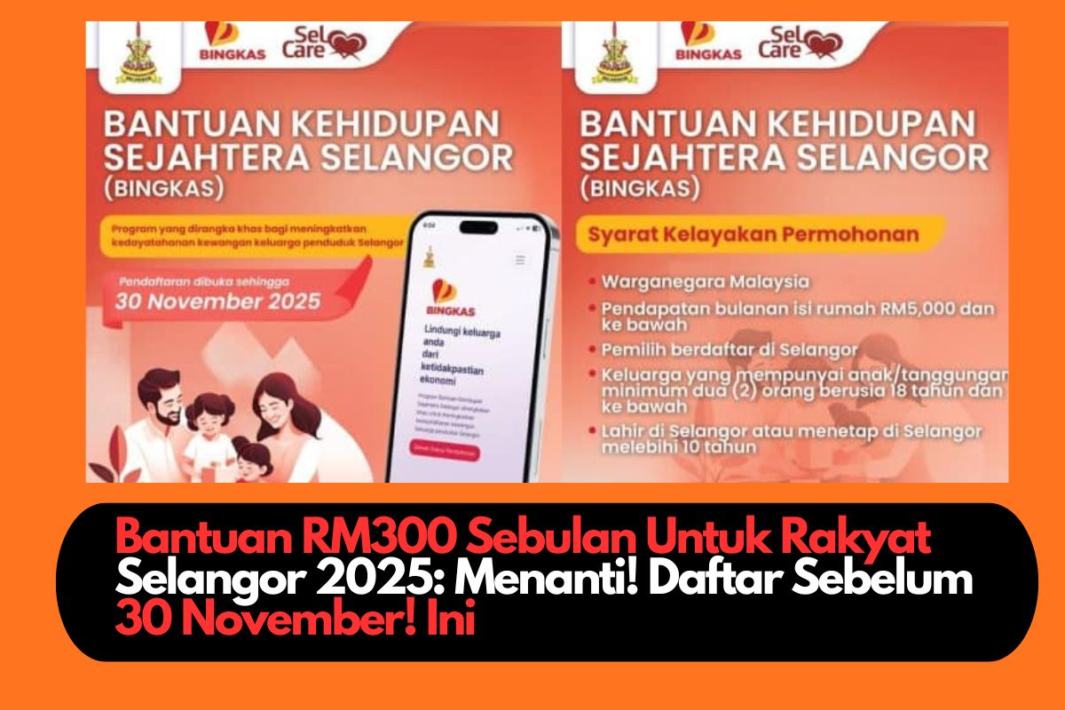 Bantuan RM300 Sebulan Untuk Rakyat Selangor 2025: Menanti! Daftar Sebelum 30 November! Ini