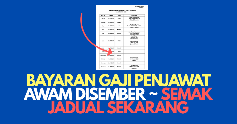 BAYARAN GAJI PENJAWAT AWAM DISEMBER ~ SEMAK JADUAL SEKARANG