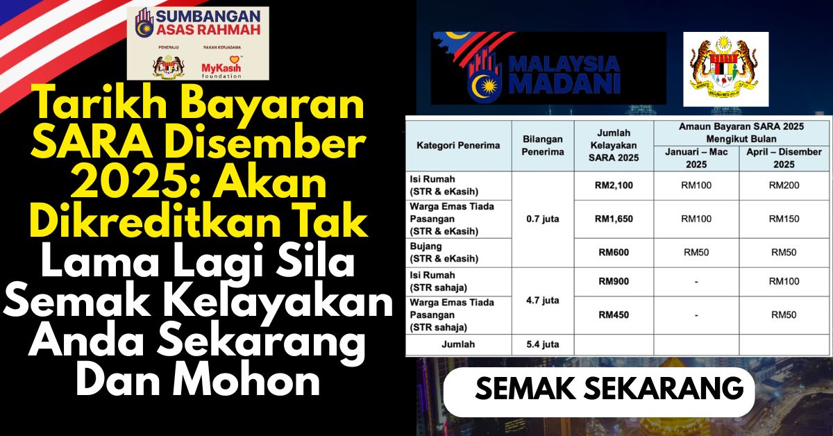Tarikh Bayaran SARA Disember 2025: Akan Dikreditkan Tak Lama Lagi Sila Semak Kelayakan Anda Sekarang Dan Mohon