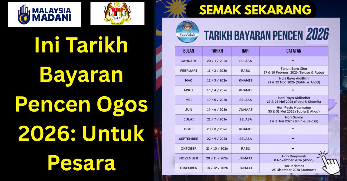 Ini Tarikh Bayaran Pencen Ogos 2026: Untuk Pesara
