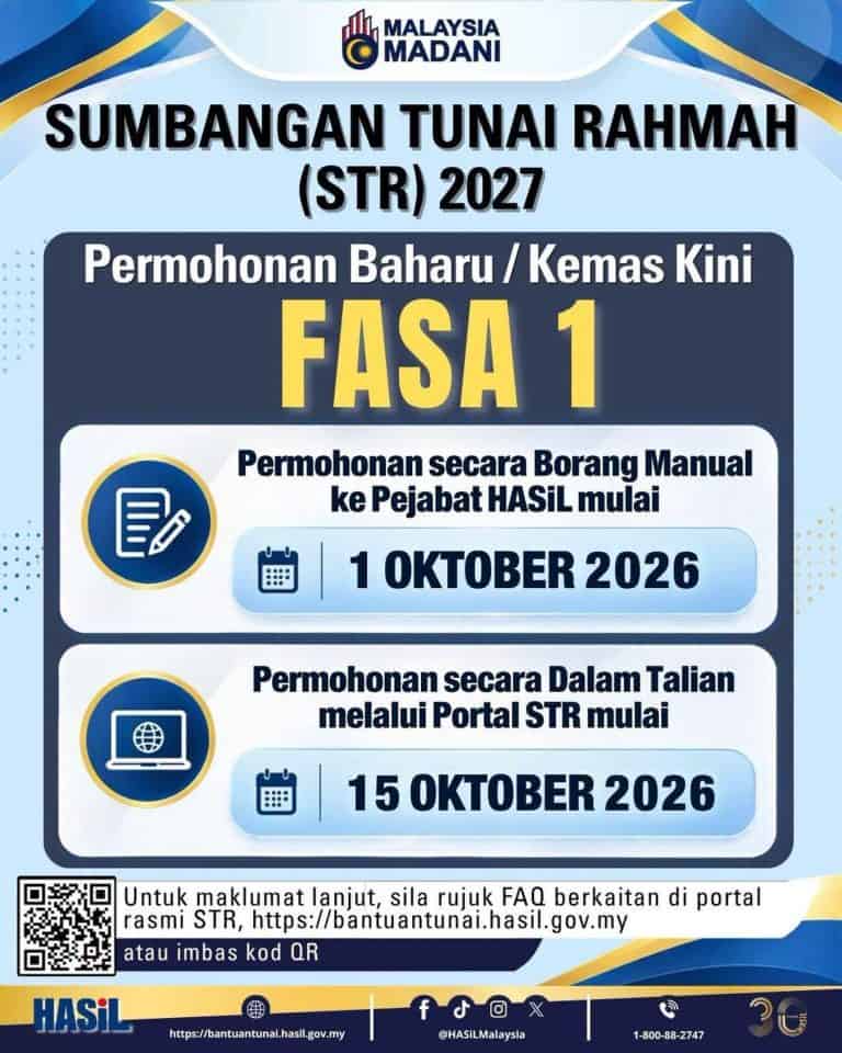 RASMI STR 2027 – Permohonan Fasa 1 Dibuka Bermula 1 Oktober 2026